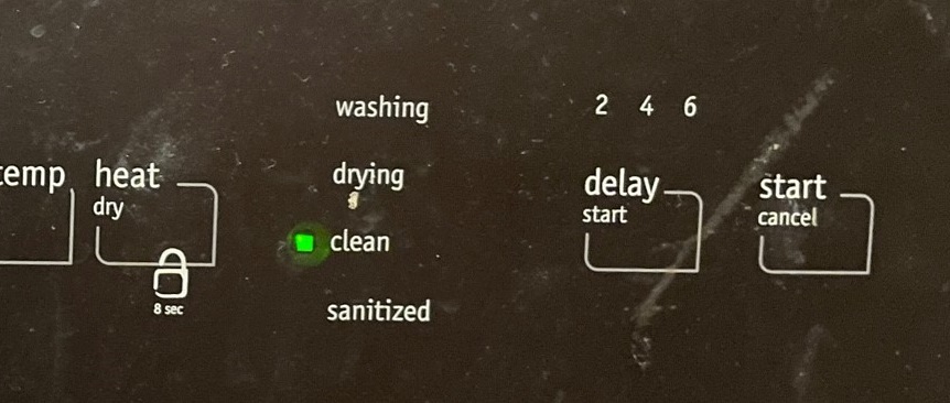 Dishwasher start and cancel button